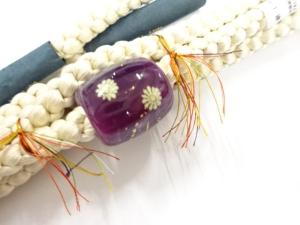 未使用品　トンボ玉帯留め・翠嵐工房　正絹手組帯締めセット
